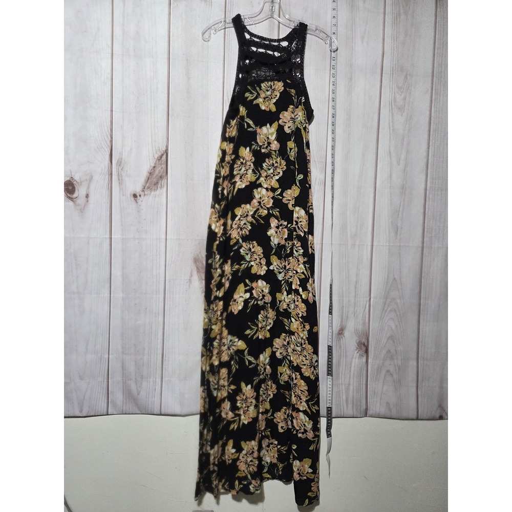 O'Neill Dress Womens‎ Small Black Floral Maxi Crochet Lace Racerback Boho Beach